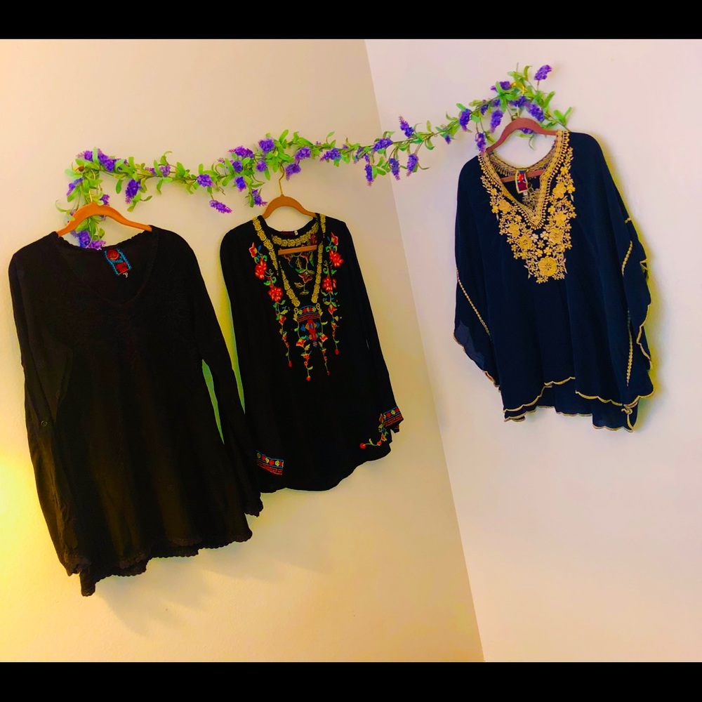 Johnny Was Solid Black Flowy Peasant - image 4